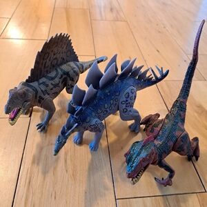 Dinosaur Figure Lot of 3 DIMETRODON STEGOSAURUS DEINONYCHUS